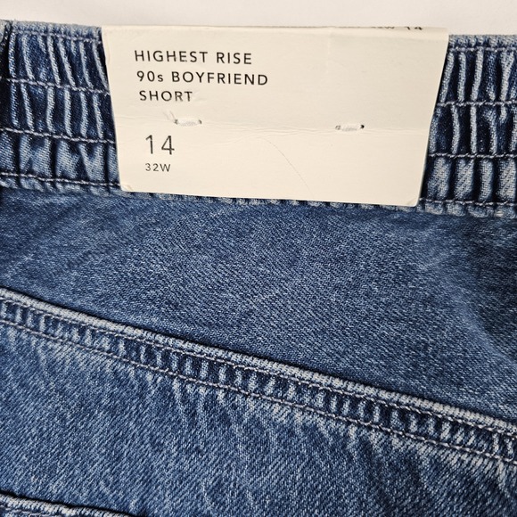 American Eagle Jean Cargo Shorts Highest Rise 90s Boyfriend Blue Denim  Sz 14 - Picture 5 of 5